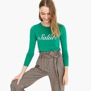 J. Crew Long Sleeve Everyday Cashmere Sweater in Salut! K4689 Kelly Green